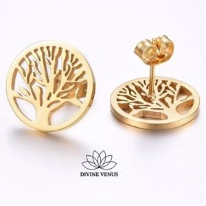 Tree of Life Gold Plated Stainless Steel Earrings